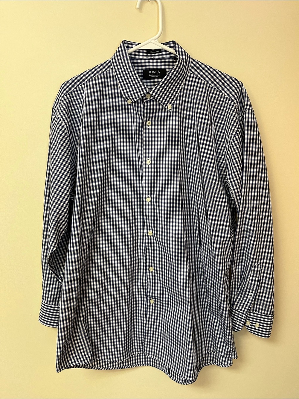 Jones New York Signature Button Down Shirt Long Sleeve Blue/White Mens Large